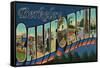 Berkeley, California - Large Letter Scenes-Lantern Press-Framed Stretched Canvas