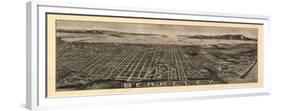 Berkeley, California - Panoramic Map-Lantern Press-Framed Premium Giclee Print