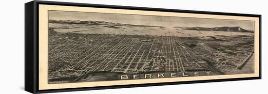 Berkeley, California - Panoramic Map-Lantern Press-Framed Stretched Canvas