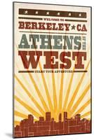 Berkeley, California - Skyline and Sunburst Screenprint Style-Lantern Press-Mounted Art Print