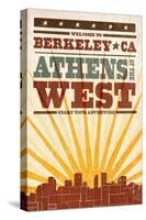 Berkeley, California - Skyline and Sunburst Screenprint Style-Lantern Press-Stretched Canvas