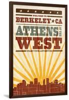 Berkeley, California - Skyline and Sunburst Screenprint Style-Lantern Press-Framed Art Print