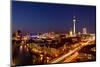 Berlin, Cathedral, Alexanderplatz Square and Nikolaiviertel, from Above, Dusk-Catharina Lux-Mounted Photographic Print