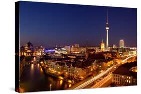 Berlin, Cathedral, Alexanderplatz Square and Nikolaiviertel, from Above, Dusk-Catharina Lux-Stretched Canvas