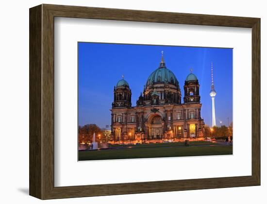 Berlin Cathedral at the Pleasure Garden, Lustgarten, with Television Tower, Berlin, Germany-null-Framed Art Print