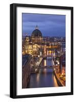 Berlin Cathedral, Berliner Dom, Seen Fom the Fischerinsel at Dusk-David Bank-Framed Photographic Print