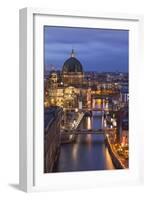 Berlin Cathedral, Berliner Dom, Seen Fom the Fischerinsel at Dusk-David Bank-Framed Photographic Print