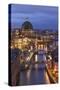 Berlin Cathedral, Berliner Dom, Seen Fom the Fischerinsel at Dusk-David Bank-Stretched Canvas
