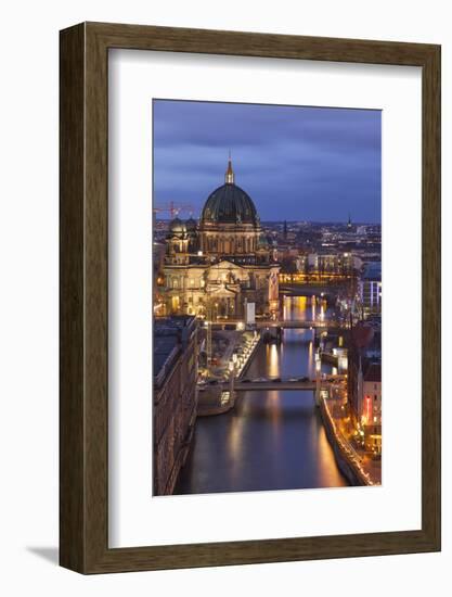 Berlin Cathedral, Berliner Dom, Seen Fom the Fischerinsel at Dusk-David Bank-Framed Photographic Print