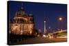 Berlin, Cathedral, Construction Site, Barrier, Street Scene, Night-Catharina Lux-Stretched Canvas