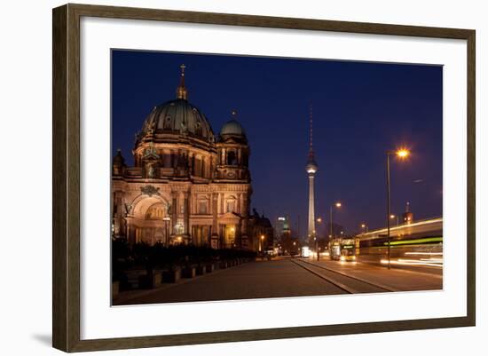 Berlin, Cathedral, Construction Site, Barrier, Street Scene, Night-Catharina Lux-Framed Photographic Print