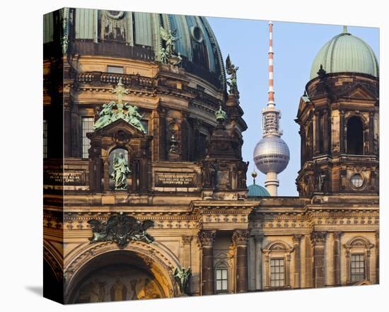 Berlin Cathedral with Television Tower, Berlin, Germany-null-Stretched Canvas