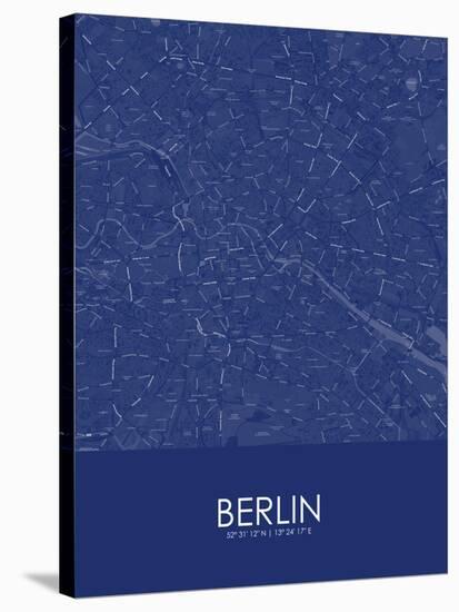 Berlin, Germany Blue Map-null-Stretched Canvas