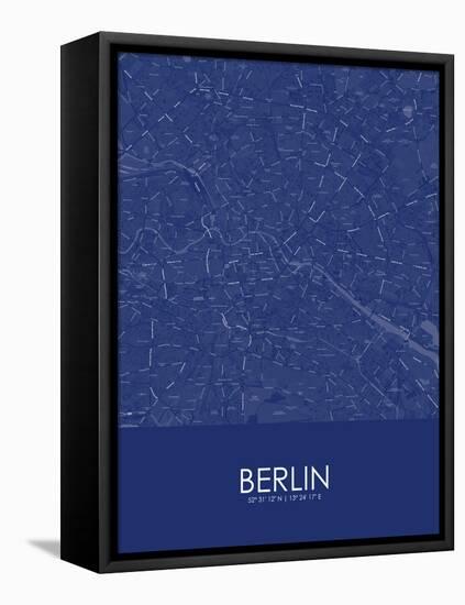 Berlin, Germany Blue Map-null-Framed Stretched Canvas