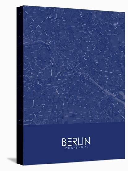 Berlin, Germany Blue Map-null-Stretched Canvas