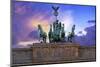 Berlin, Germany. Close-up of the Quadriga atop the Brandenburg gate at sunset.-Miva Stock-Mounted Photographic Print