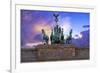 Berlin, Germany. Close-up of the Quadriga atop the Brandenburg gate at sunset.-Miva Stock-Framed Photographic Print