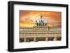 Berlin, Germany. Close-up of the Quadriga atop the Brandenburg gate at sunset.-Miva Stock-Framed Photographic Print