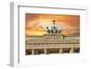 Berlin, Germany. Close-up of the Quadriga atop the Brandenburg gate at sunset.-Miva Stock-Framed Photographic Print