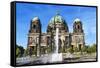 Berlin, Germany. Museum Island, Berlin Cathedral and water fountain-Miva Stock-Framed Stretched Canvas
