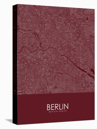 Berlin, Germany Red Map-null-Stretched Canvas