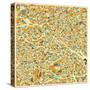 Berlin Map-Jazzberry Blue-Stretched Canvas
