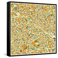 Berlin Map-Jazzberry Blue-Framed Stretched Canvas