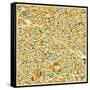 Berlin Map-Jazzberry Blue-Framed Stretched Canvas