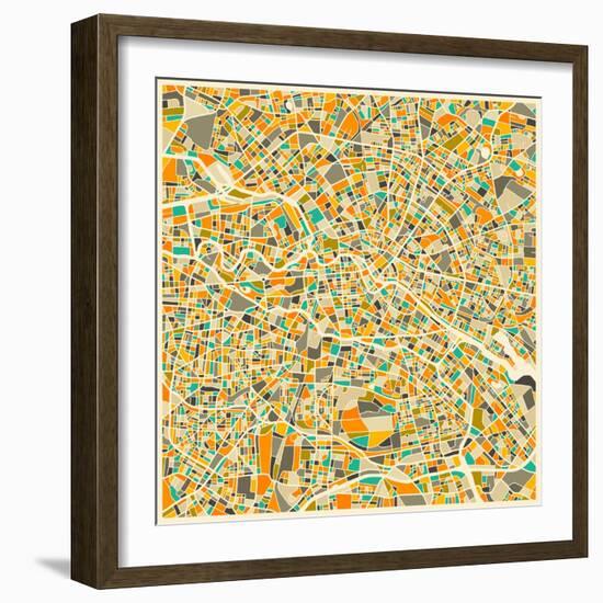 Berlin Map-Jazzberry Blue-Framed Art Print