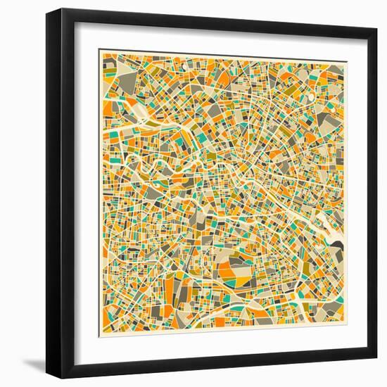 Berlin Map-Jazzberry Blue-Framed Art Print