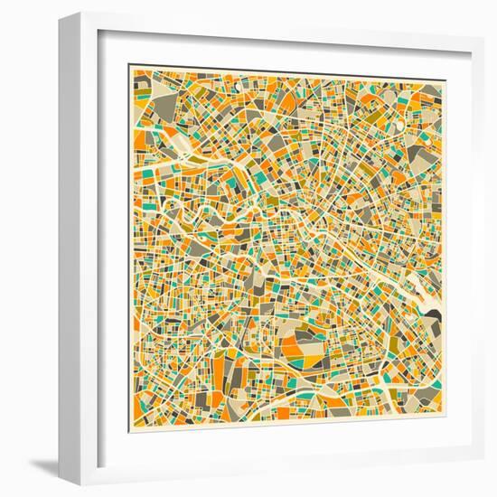 Berlin Map-Jazzberry Blue-Framed Art Print