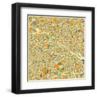 Berlin Map-Jazzberry Blue-Framed Art Print