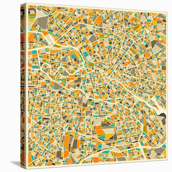 Berlin Map-Jazzberry Blue-Stretched Canvas