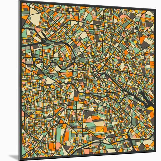 Berlin Map-Jazzberry Blue-Mounted Premium Giclee Print