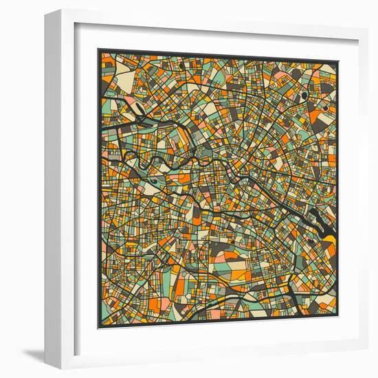 Berlin Map-Jazzberry Blue-Framed Art Print