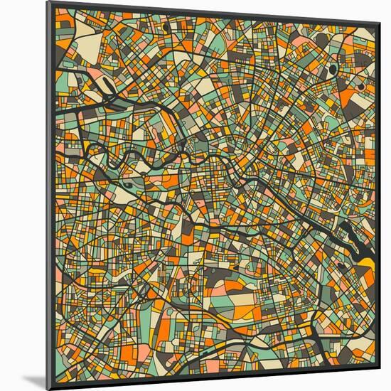 Berlin Map-Jazzberry Blue-Mounted Art Print