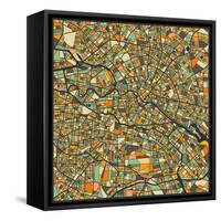 Berlin Map-Jazzberry Blue-Framed Stretched Canvas