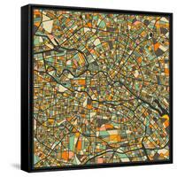 Berlin Map-Jazzberry Blue-Framed Stretched Canvas