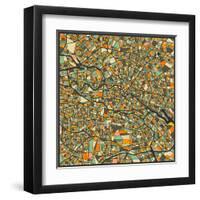 Berlin Map-Jazzberry Blue-Framed Art Print