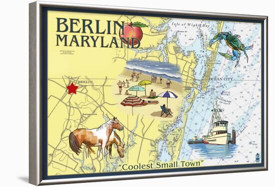 Berlin, Maryland - Nautical Chart-Lantern Press-Framed Art Print