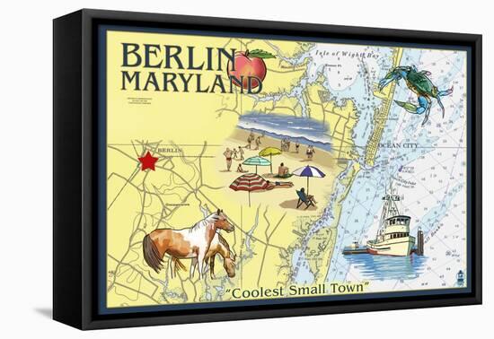 Berlin, Maryland - Nautical Chart-Lantern Press-Framed Stretched Canvas