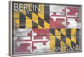 Berlin, Maryland State Flag - Barnwood Painting-Lantern Press-Framed Art Print