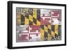 Berlin, Maryland State Flag - Barnwood Painting-Lantern Press-Framed Art Print