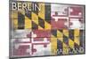 Berlin, Maryland State Flag - Barnwood Painting-Lantern Press-Mounted Art Print