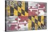 Berlin, Maryland State Flag - Barnwood Painting-Lantern Press-Stretched Canvas