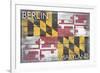 Berlin, Maryland State Flag - Barnwood Painting-Lantern Press-Framed Premium Giclee Print