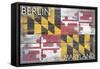 Berlin, Maryland State Flag - Barnwood Painting-Lantern Press-Framed Stretched Canvas