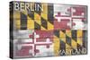 Berlin, Maryland State Flag - Barnwood Painting-Lantern Press-Stretched Canvas