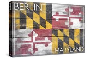 Berlin, Maryland State Flag - Barnwood Painting-Lantern Press-Stretched Canvas