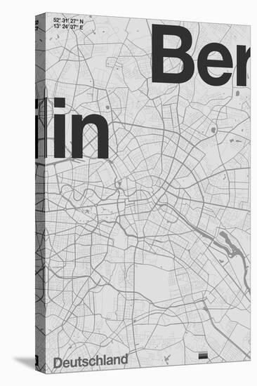 Berlin Minimal Map-Florent Bodart-Stretched Canvas